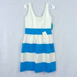 Kirribilla Lucy Dress. Blue and White. Silk Blend. Size 8. New With Tags.